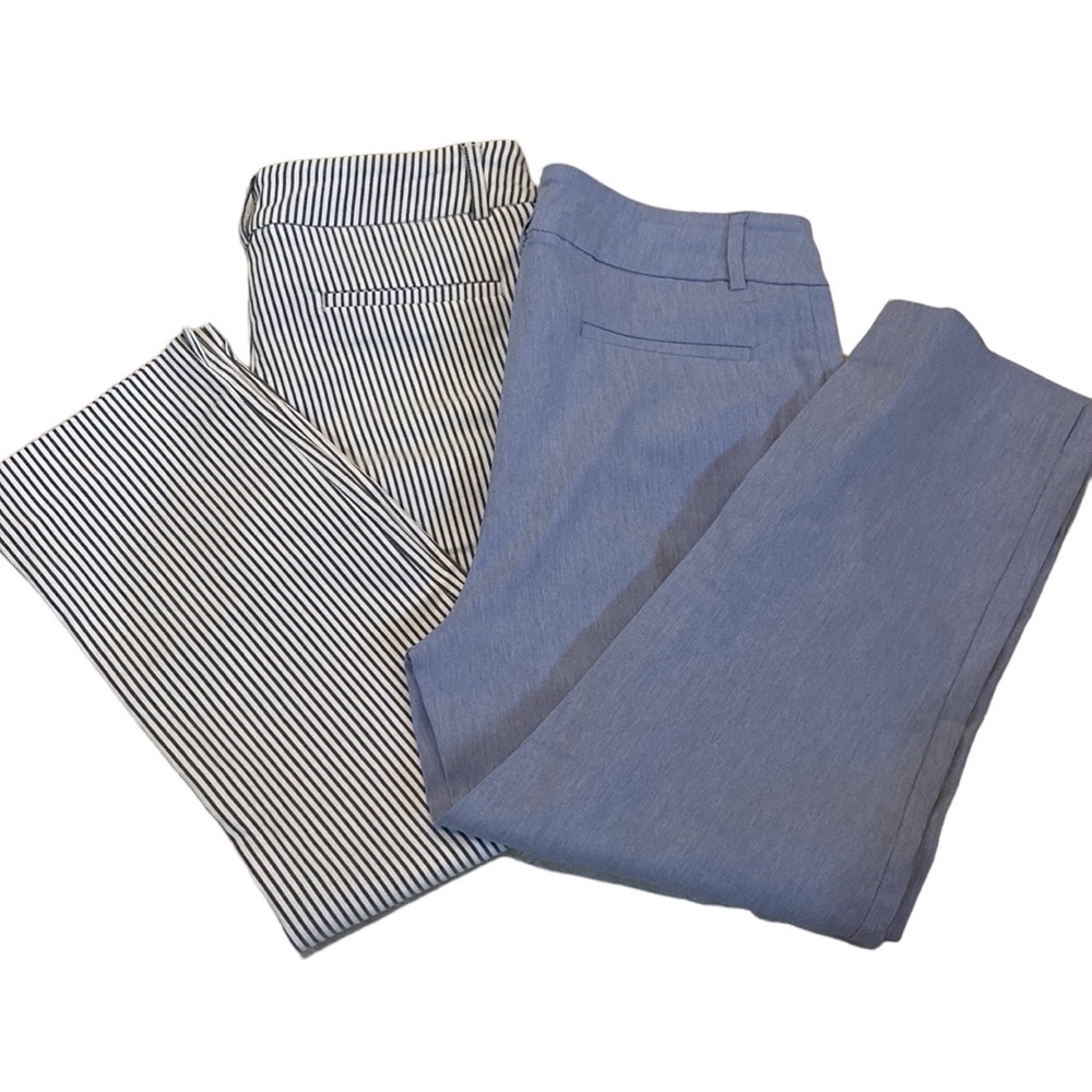 Hillary Ridley Pants Blue/Stripes Sz M Elastic 4 Pockets 2 goods 2 fake Imported